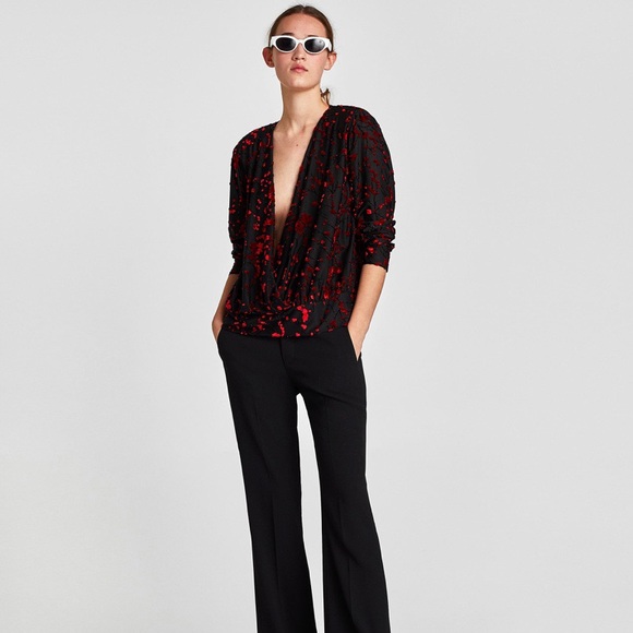 Zara velvet cross over top - Picture 3 of 9